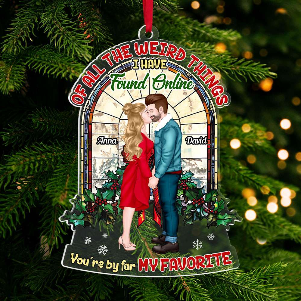 Personalized Gift For Couple, Acrylic Christmas Ornament 03HUTI240924PA You're By Far My Favorite - Ornament - GoDuckee