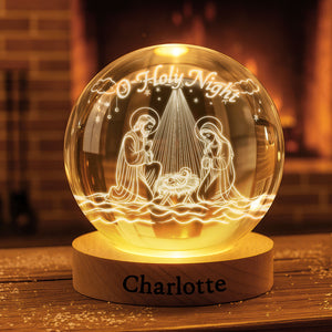 Nativity O Holy Night Crystal Ball Night Light - Personalized Gifts For Christian Night Light 02PGTI211025 - Night Lights - GoDuckee