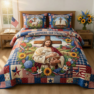 Jesus Our Shepherd Quilt Bedding Set - Personalized Gifts For Christians 01TYTI260326 - Blanket - GoDuckee