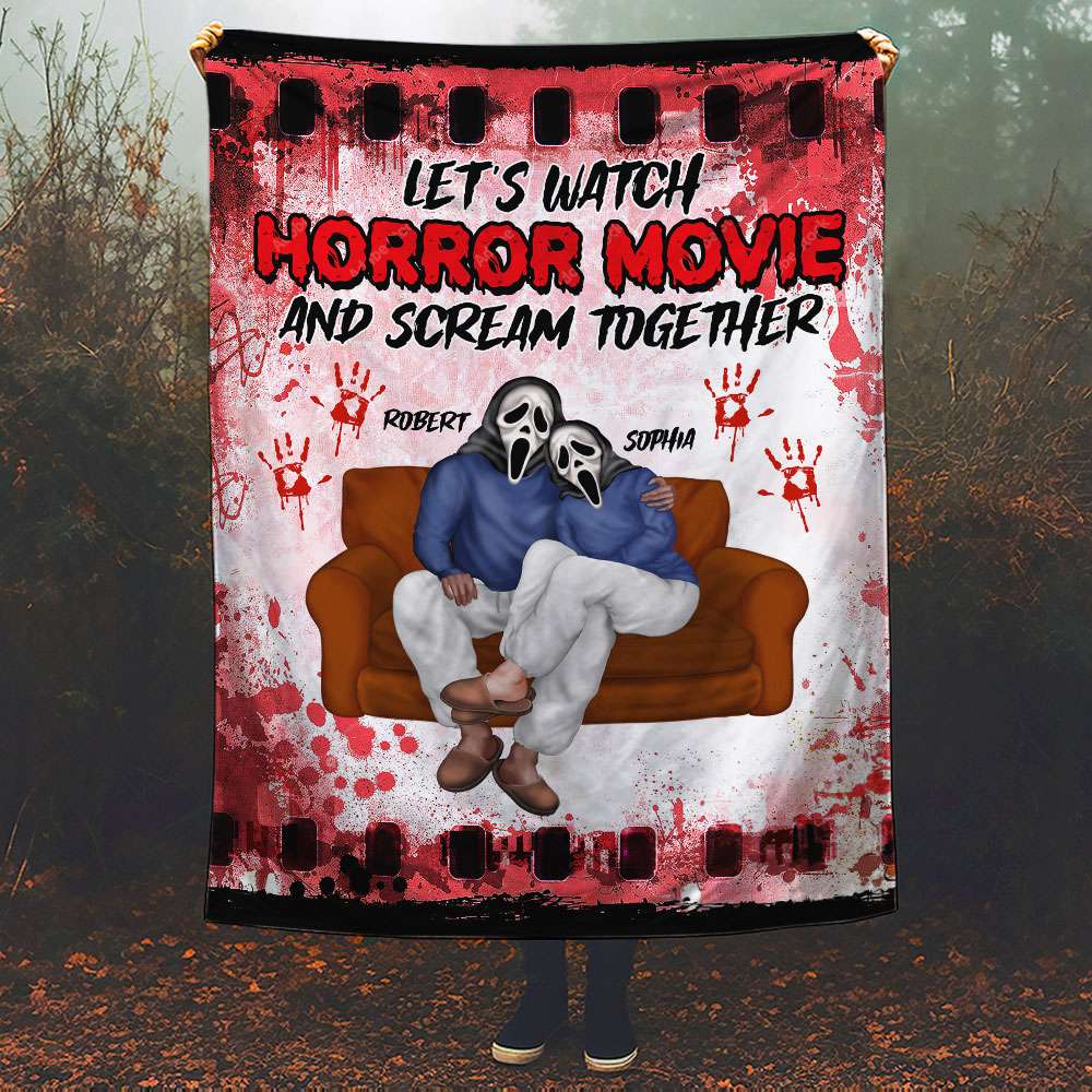 Let's Watch Horror Movie, Couple Gift, Personalized Blanket, Horror Couple Blanket, Halloween Gift 04TOTI280823PA - Blanket - GoDuckee