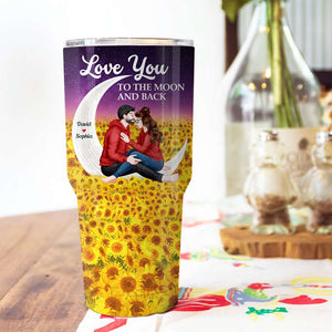 Personalized Gifts For Couple Tumbler Cup Love You To The Moon And Back - Drinkware - GoDuckee