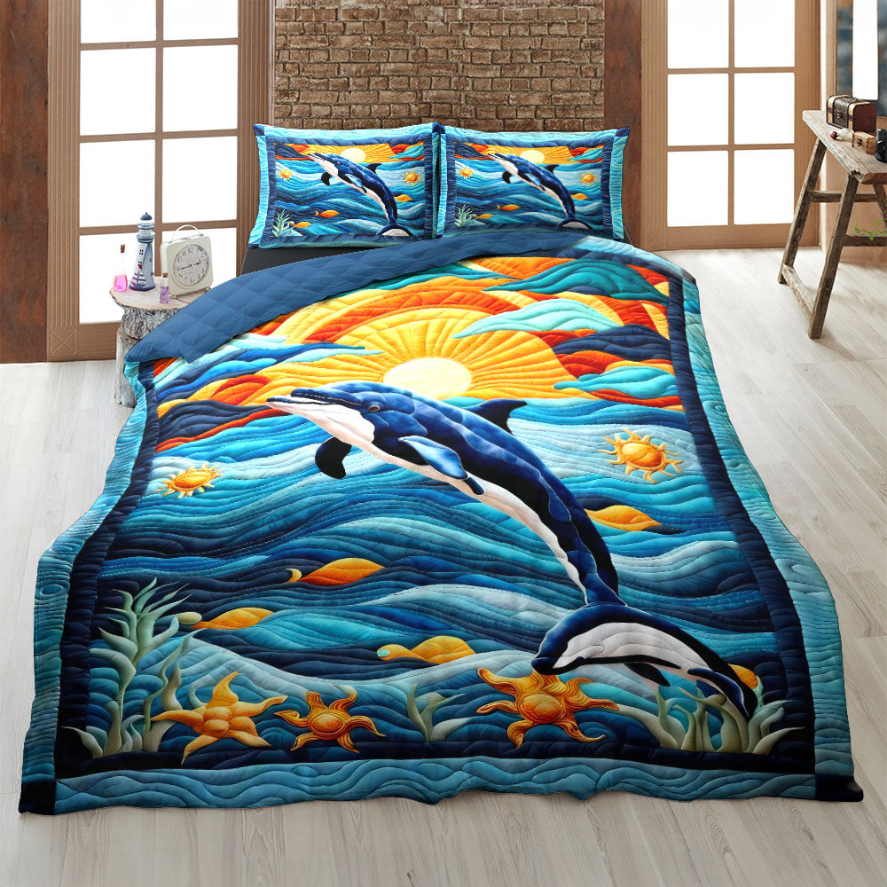Gifts For Dolphin Lover Quilt Bed Set 042huti220125 - Blanket - GoDuckee