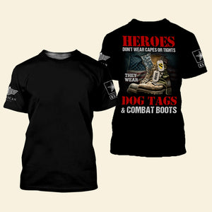 Veteran Heroes Wear Dogtags & Combat Boots, Personalized 3D AOP Shirt 02acdt070823 - AOP Products - GoDuckee
