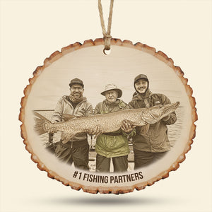 Custom Photo Engraved Effect Wood Ornament, Personalized Gifts For Fishing Lovers 04qhti071025 - Ornament - GoDuckee