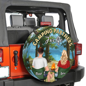 Camping Partners For Life, Gift For Couple, Personalized Tire Cover, Camping Couple Tire Cover, Couple Gift - Tire Cover - GoDuckee