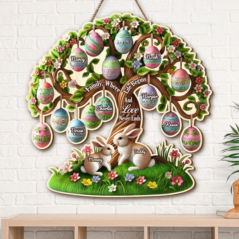 Personalized Gifts For Family Wood Sign, Family Where Life Begins Love Never Ends 04tgti080225 - Wood Sign - GoDuckee