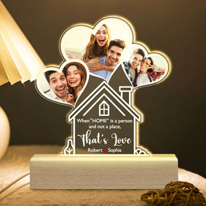 When "HOME" Is A Person And Not A Place, Couple Gift, Personalized Led Light, Custom Couple Photo Led Light - Led Night Light - GoDuckee