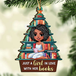 Just A Girl In Love, Personalized Ornament, Christmas Gifts For Girl Book Lover - Ornament - GoDuckee