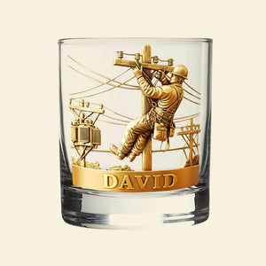 Lineman Round Whiskey Glass - Personalized Gifts For Lineman Glass 01PGTI271125 - Glass - GoDuckee