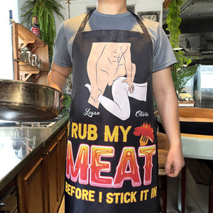 Personalized Gifts For Couples Aprons I Rub My Meat Before I Stick It In - Aprons - GoDuckee