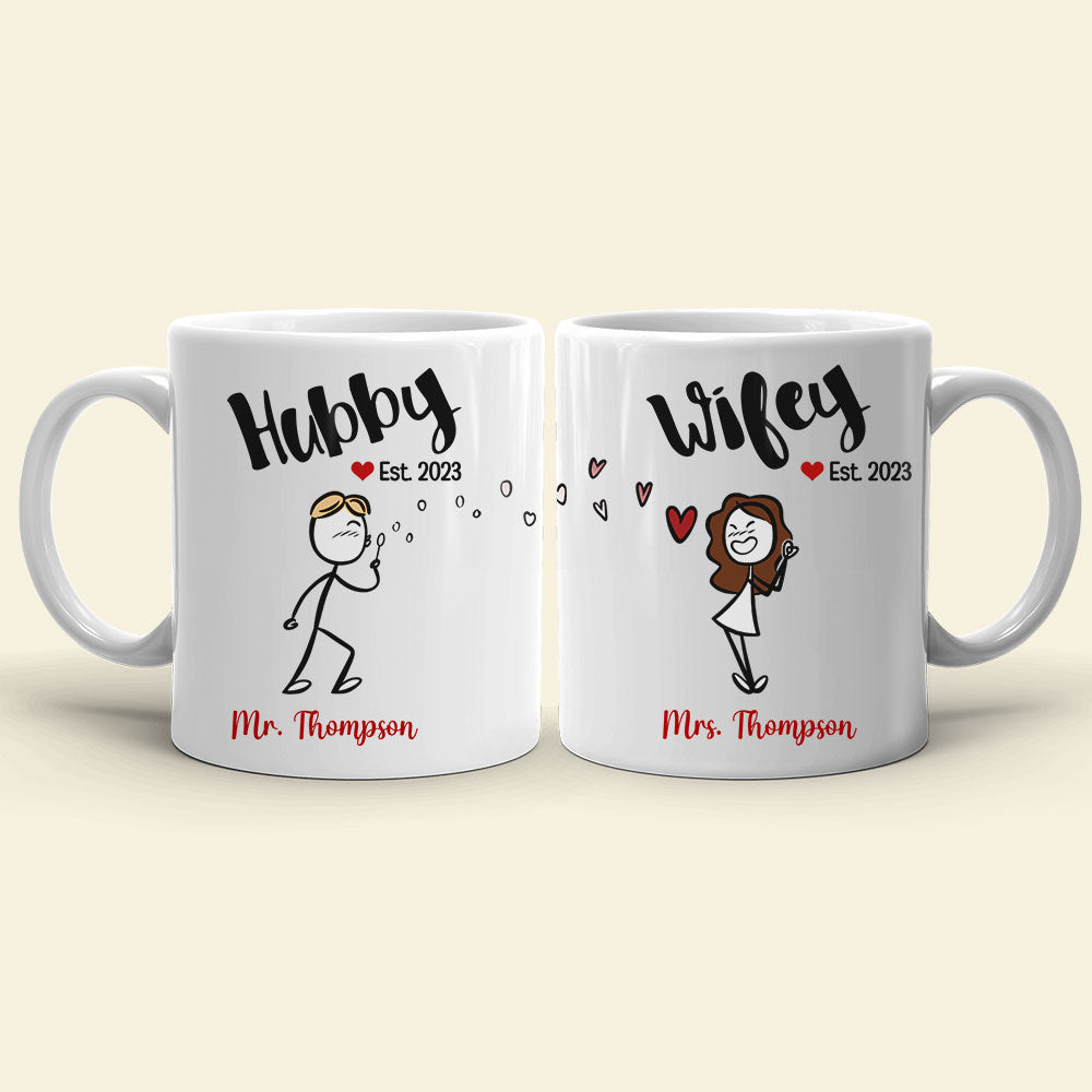 Hubby Wifey Personalized Couple Mug Set Gift For Couple GoDuckee