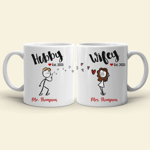 Hubby Wifey - Personalized Couple Mug Set - Gift For Couple - Coffee Mug - GoDuckee