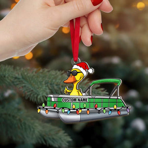 Pontoon Duck Jolly Holiday, Personalized Ornament, Christmas Gift, Christmas Tree Decoration For Pontoon Lovers - Ornament - GoDuckee