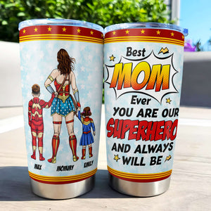 Personalized Gifts For Mom Tumbler Best Hero Mom Ever Mother's Day 03HUTI190325PA - Tumbler Cup - GoDuckee