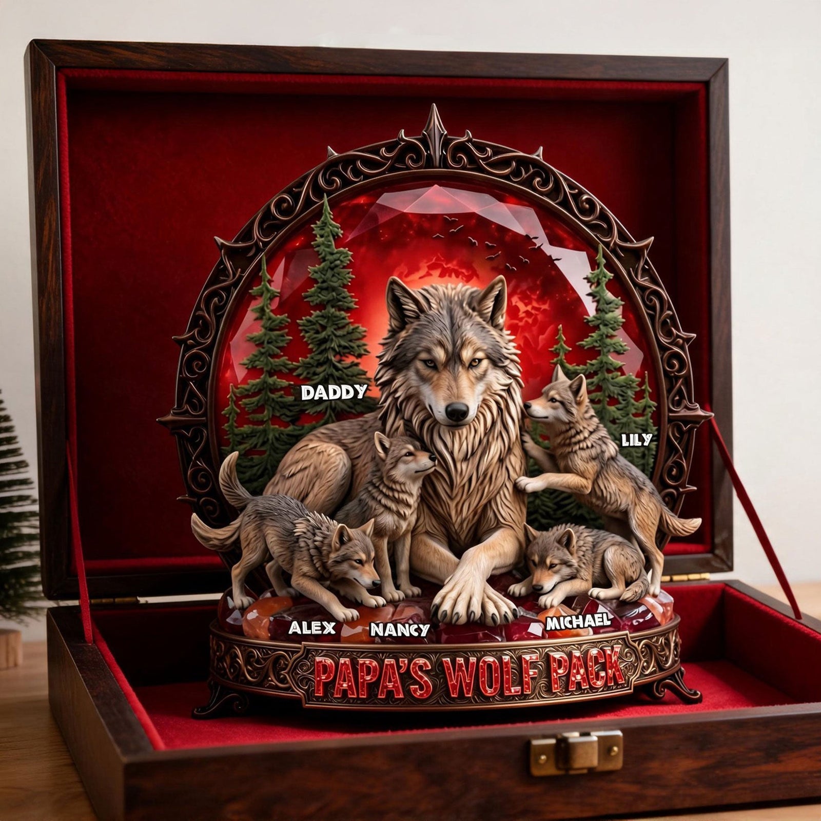 Papa's Wolf Pack Acrylic Plaque - Personalized Gifts For Dad 01TYTI040526 - Shaped Plaques - GoDuckee