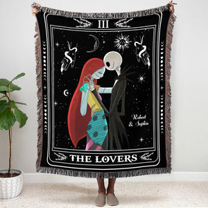 The Lovers, Couple Gift, Personalized Woven Blanket, Tarot Card Horror Couple Blanket, Halloween Gift 02NATI230923 - Blanket - GoDuckee