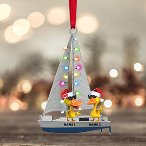 Sailboat Duck - Personalized Christmas Ornament - Couple Gift for Sailboat Lovers - Ornament - GoDuckee