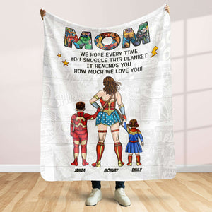 Personalized Gifts For Mom Blanket Super Mom And Kids 01NATI200325PA - Blanket - GoDuckee