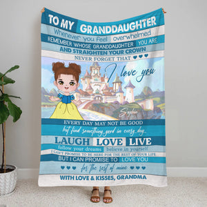 To My Granddaughter Whenever You Feel Overwhelmed Remember Whose Granddaughter-Personalized Blanket-Gift For Granddaughter-02htqn090823ha - Blanket - GoDuckee