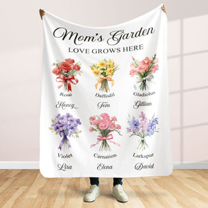 Personalized Gifts For Mom Blanket Mom's Garden 05acti121224 - Blanket - GoDuckee