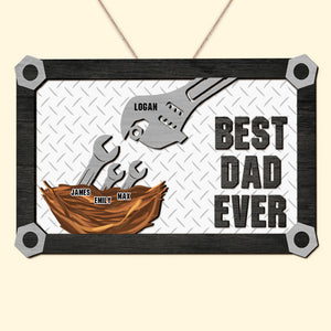 Dad Funny Mechanic Wrench Feeding Personalized Wood Sign, Father's Day Gift, Gift For Dad - Wood Sign - GoDuckee