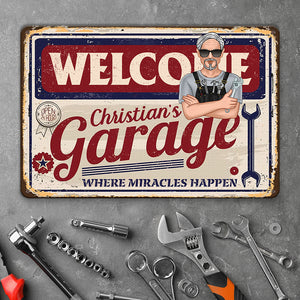 Welcome Garage Personalized Metal Sign, Gift For Father's Day - Metal Wall Art - GoDuckee