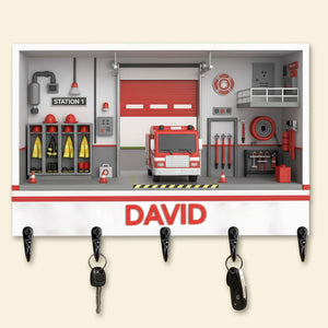 Fire Station Key Hanger - Personalized Gift For Firefighter 04HYTI021225