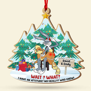 Wait, What, I Have An Attitude, Couple Gift, Personalized Acrylic Ornament, Funny Bunny Couple Ornament, Christmas Gift 03OHTI130923 - Ornament - GoDuckee