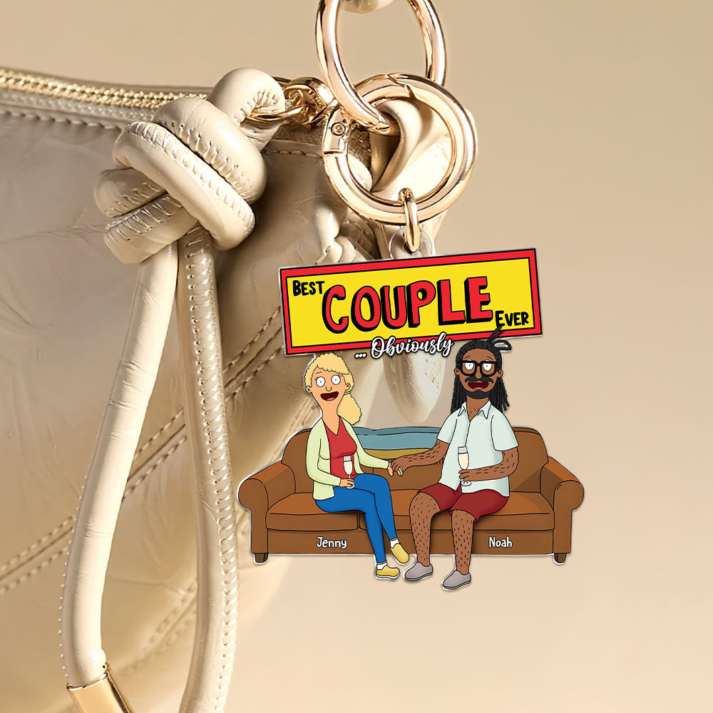 Personalized Gifts For Couple Keychain, Happy Couple On Sofa 03qhti100225hg - Keychains - GoDuckee