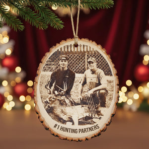 Custom Photo Engraved Effect Wood Ornament, Personalized Gifts For Hunting Lovers 02qhti071025 - Ornament - GoDuckee