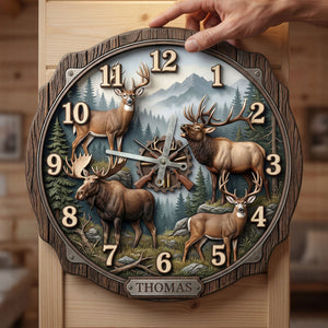 Hunting Hanging Wall Clock - Personalized Gifts For Hunters 01huti250326 - Hanging Wall Clock - GoDuckee