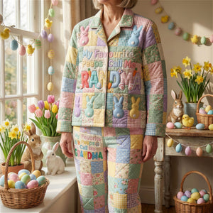 Easter Bunny Grandma Peeps Pajama - Personalized Gifts For Grandma Button Up Pajama Pajama Set 04PATI060226 - Pajama Set - GoDuckee