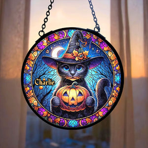 Personalized Black Cat Stained Glass Suncatcher 02TOTI270824 - Ornament - GoDuckee