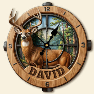 Deer Hunting Hanging Wall Clock - Personalized Gifts For Hunting Lovers 04kiti241225 - Hanging Wall Clock - GoDuckee