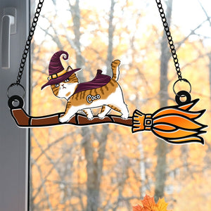 Personalized Gifts For Cat Lovers Suncatcher Ornament, Halloween Walking Cat 02nati228024 - Ornament - GoDuckee