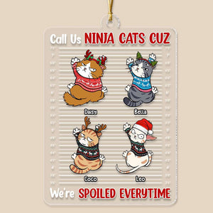 Call Us Ninja Cats, Gift For Cat Lover, Personalized Acrylic Ornament, Spoiled Cat Ornament, Christmas Gift - Ornament - GoDuckee