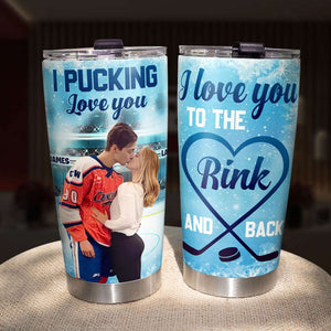 I Love You To The Rink And Back, Couple Gift, Personalized Tumbler, Hockey Couple Tumbler - Tumbler Cup - GoDuckee
