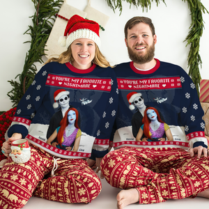 Custom Photo Gifts For Couple Christmas Ugly Sweater 02HUHU051024 You're My Favorite Nightmare - Ugly Christmas Sweater - GoDuckee