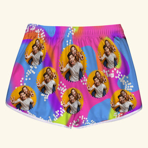 Pattern Photo Couple, Personalized Couple Beach Shorts, Gift For Couple - Beach Shorts - GoDuckee