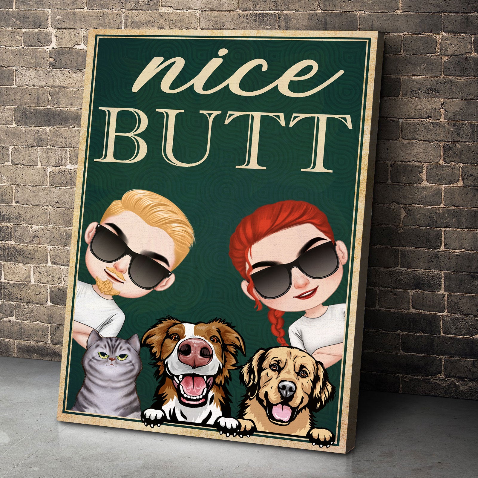 Nice Butt, Gift For Dog Lover, Personalized Poster, Couple And Dogs Canvas Print, Couple Gift - Poster & Canvas - GoDuckee