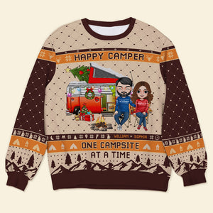 One Campsite At A Time, Personalized Ugly Sweater, Christmas Gift For Couple - AOP Products - GoDuckee