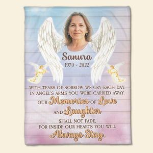 Our Memories Of Love And Laughter Shal Not Fade, Gift For Heaven Personalized Blanket - Blanket - GoDuckee