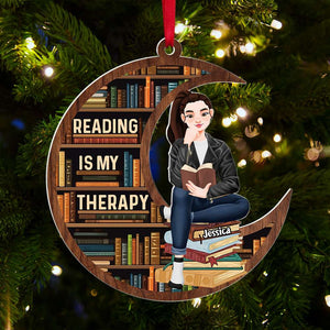 Personalized Gift For Book Lovers, Reading Is My Therapy Acrylic Ornament 02TOTI200924PA - Ornament - GoDuckee