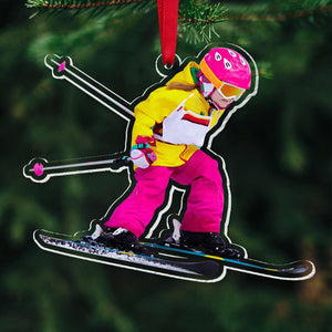 Custom Photo Skiing Player, Personalized Ornament, Gifts For Skiing Player - Ornament - GoDuckee