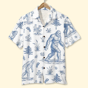 Vintage Blue Toile Pattern Hawaiian Shirt - Personalized Gifts For Bigfoot Lovers 02qhti110625 - Hawaiian Shirts - GoDuckee