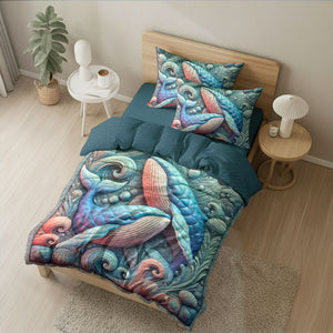 Gifts For Whale Couple Quilt Bedding Set 06kati100125 - Blanket - GoDuckee