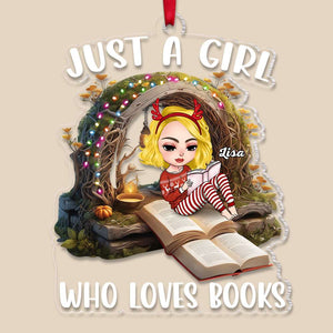 Just A Girl Who Love Books, Gift For Book Lover, Personalized Acrylic Ornament, Girl Reading Books Ornament, Christmas Gift 05HUTI210923HH - Ornament - GoDuckee