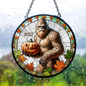 Personalized Big Foot Round Stained Glass 04NATI270824 - Ornament - GoDuckee