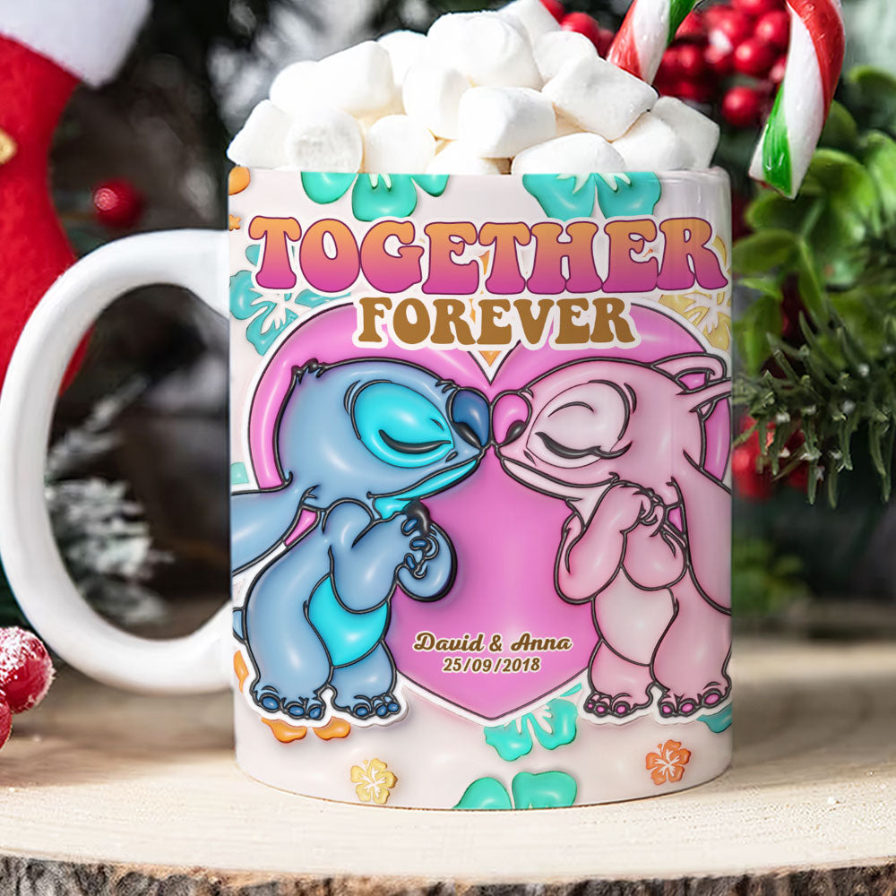Together Forever, Couple Gift, Personalized Coffee Mug, Cartoon Couple Mug 03NATI271023 - Coffee Mug - GoDuckee