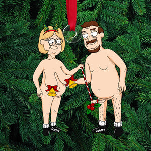 Personalized Gift For Couple Christmas Ornament Cartoon Naughty Couple 063ACTI041124PA - Ornament - GoDuckee